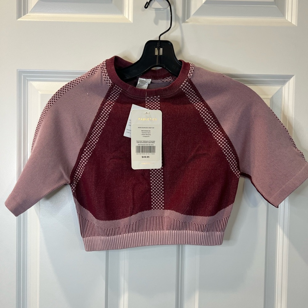 Fabletics Burgundy and Pink Crop Top